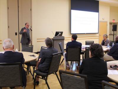 virginia senator Creigh Deeds addresses the workshop attendees