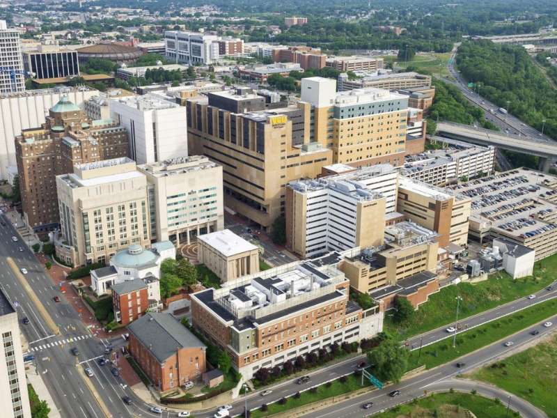 aerial view of the v.c.u. health sciences campus